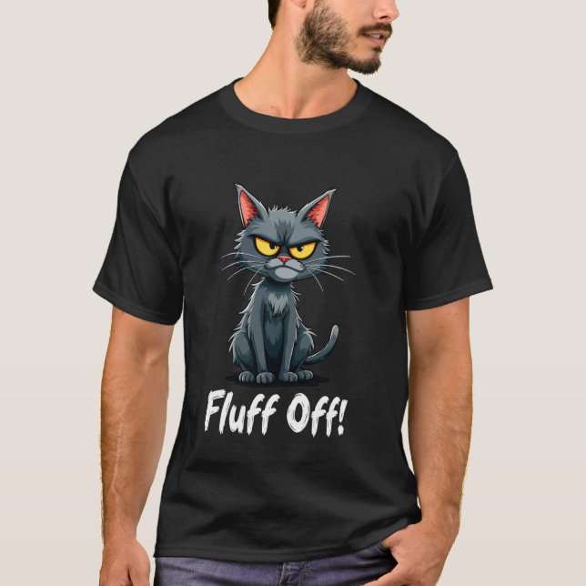 Camiseta Preta de Gato com Dizeres Engraçados Você (Frente)