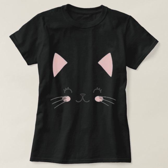 Camiseta Preta de Gato - Visto Casual Puro para (Frente do Design)