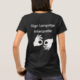 Camiseta preta de intérprete de língua de sinais f