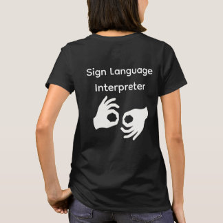 Camiseta preta de intérprete de língua de sinais f