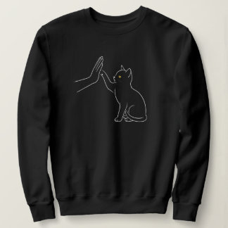 Camiseta Preta de Linha Alta Cinco com Pata de Gat