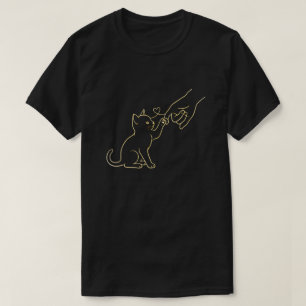 Camiseta Preta de Linha Alta Cinco com Pata de Gat