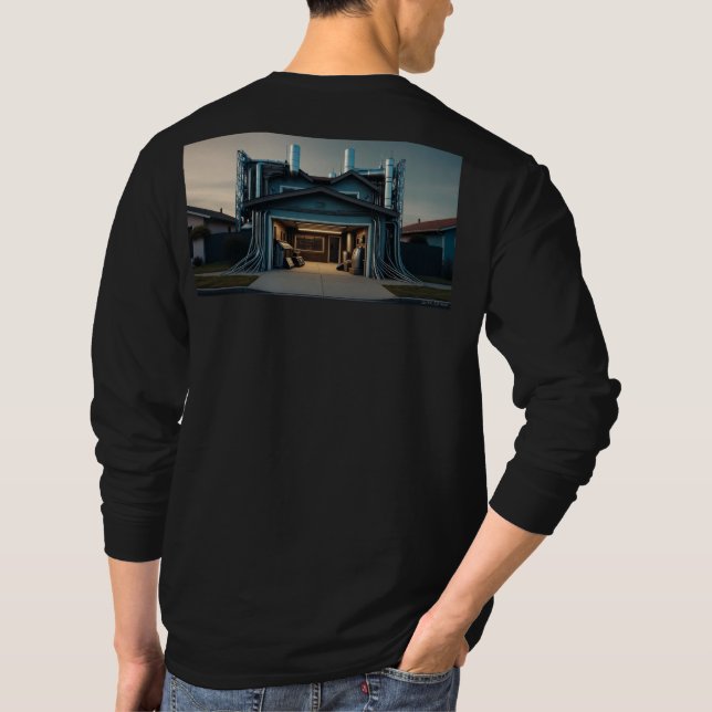 Camiseta preta de manga longa para homens Garage T (Verso)