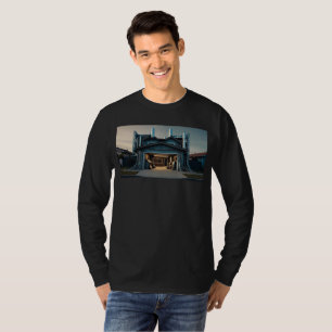 Camiseta preta de manga longa para homens Garage T