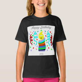 Camiseta Preta de Meninas com Saudações de Vela de