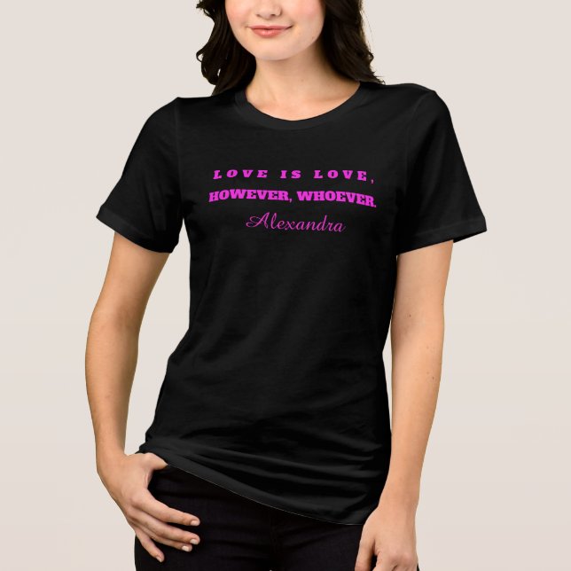 Camiseta Preta de Mês do Orgulho com Nome Personal (Frente)