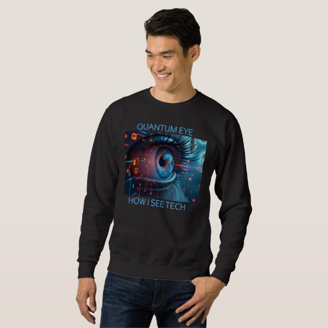 camiseta preta de moletom tech Quantum Eye (Frente Completa)
