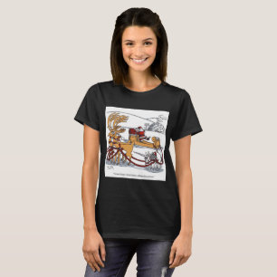Camiseta preta de mulher com Rena Unicórnio
