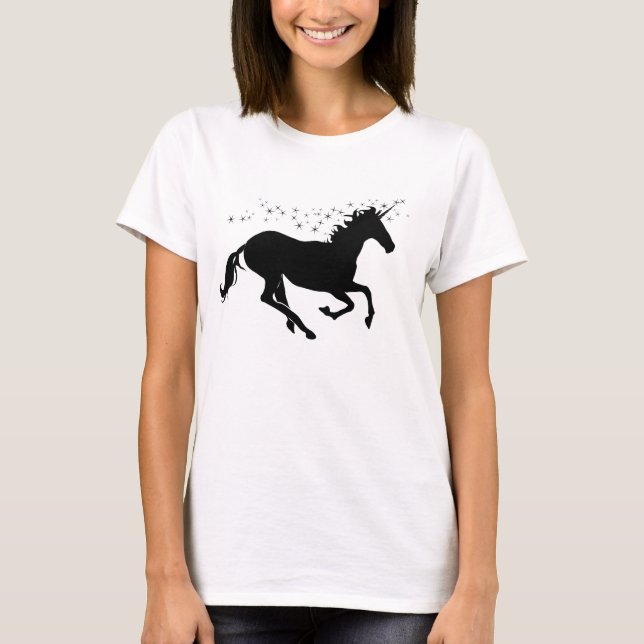 Camiseta preta de mulher Unicorn Magic (Frente)
