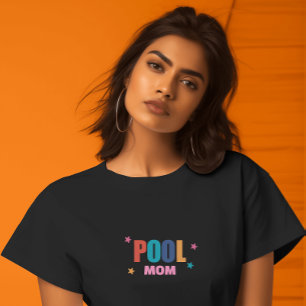 Camiseta preta de natação de verão para mães com t