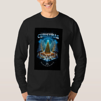 camiseta preta de Natal impressa para homens| 