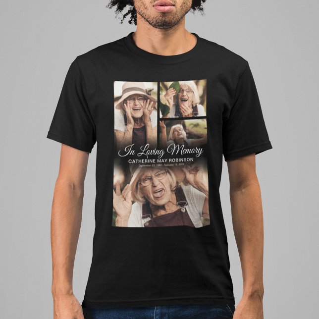 Camiseta preta de tributo memorial com foto (Criador carregado)
