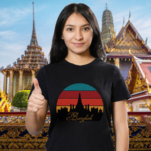 Camiseta Preta de Viagem Retro para Bangkok