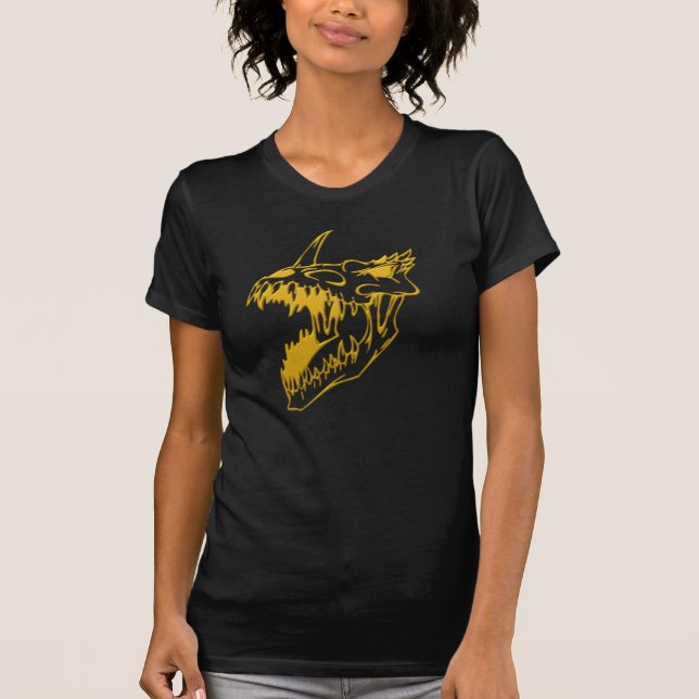 Camiseta preta do crânio do cão do diabo (Frente)