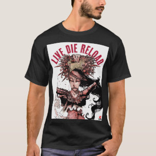 Camiseta preta do Live Die Reload art