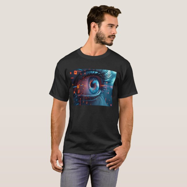 Camiseta preta dos olhos quânticos (Frente Completa)