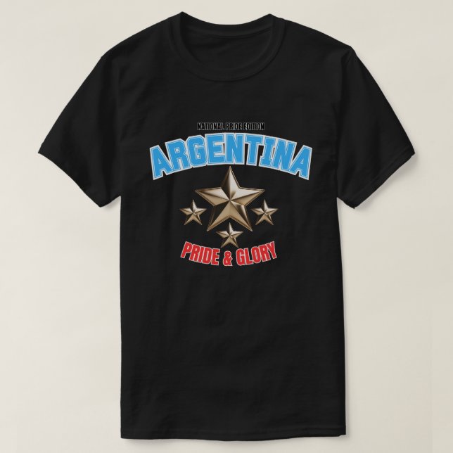 Camiseta Preta Edição Orgulho Nacional Argentina (Frente do Design)