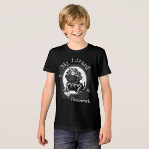 Camiseta preta engraçada "Meu Lagarto Comeu Minha 