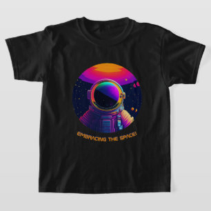 Camiseta Preta Espacial para Crianças