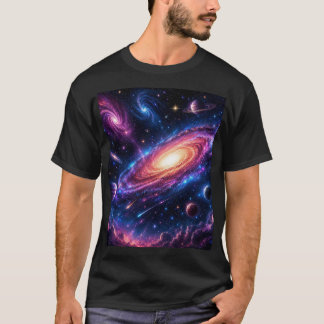 Camiseta preta espaço design frente e verso