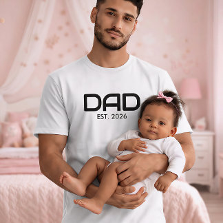 Camiseta Preta Estabelecida para Pai com Letras Ne