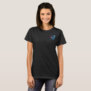 Camiseta preta feminina bolso tech Quantum Eye