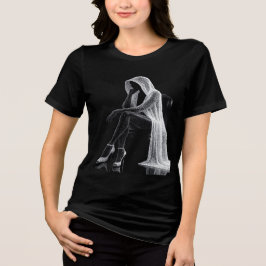 Camiseta Preta Feminina de Arte Figurativa Surreal