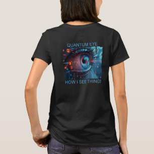 Camiseta preta feminina Quantum Eye costas