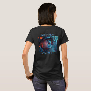 Camiseta preta feminina Quantum Eye tech vista tra