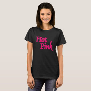 Camiseta preta feminina rosa quente