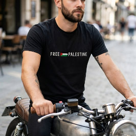 Camiseta preta FREE PALESTINE para homem