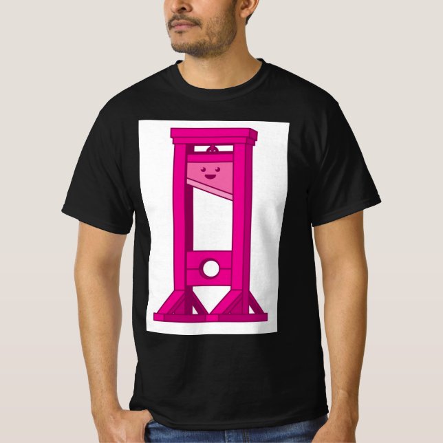 Camiseta Preta, Guillotine, Rosa (Frente)