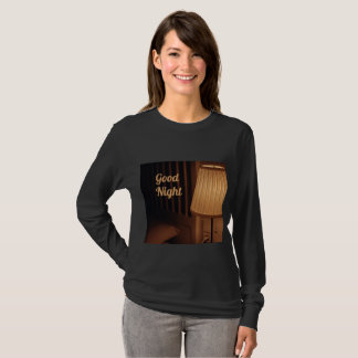 Camiseta preta manga longa com design de boa noite