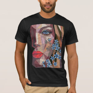 Camiseta Preta Masculina Colagem de Jornal Vintage