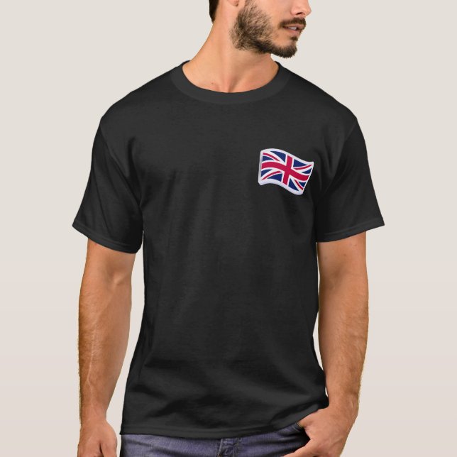 Camiseta preta masculina com Union Jack (Frente)