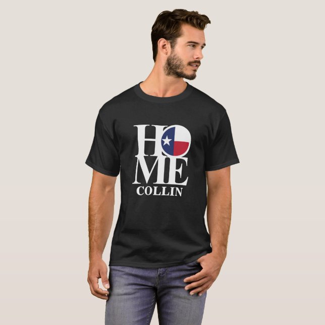 Camiseta Preta Masculina HOME Collin Texas (Frente Completa)
