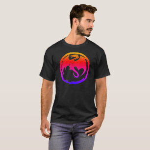 Camiseta preta masculina Neon Dragon