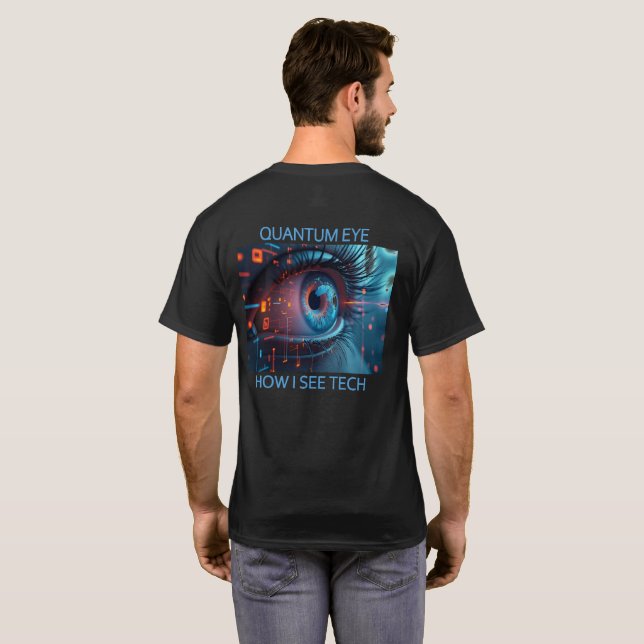 camiseta preta masculina Quantum Eye tech costas (Parte Traseira Completa)
