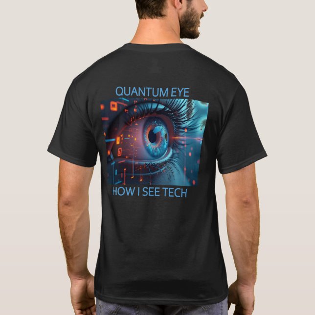 camiseta preta masculina Quantum Eye tech costas (Verso)