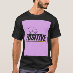 Camiseta preta meia manga com desenho stay positiv
