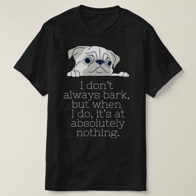 Camiseta Preta Mínima Pug: Latido (Frente do Design)