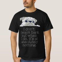 Camiseta Preta Mínima Pug: Latido