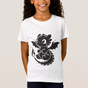 Camiseta preta minimalista com ilustração de dragã