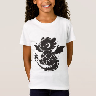 Camiseta preta minimalista com ilustração de dragã