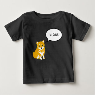 Camiseta preta para bebê Eu sou 1 Shiba Inu com um