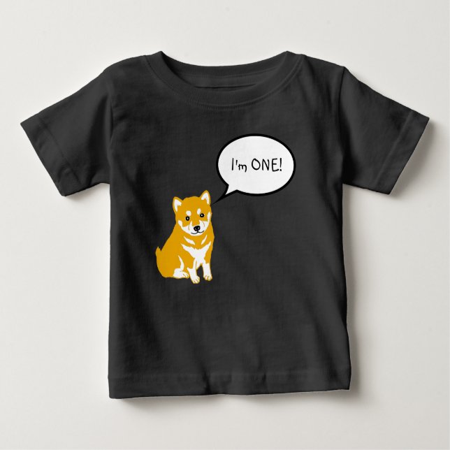 Camiseta preta para bebê Eu sou 1 Shiba Inu com um (Frente)
