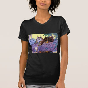 Camiseta preta para senhoras Alien Kitty
