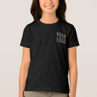 Camiseta preta premium para meninas com logotipo d