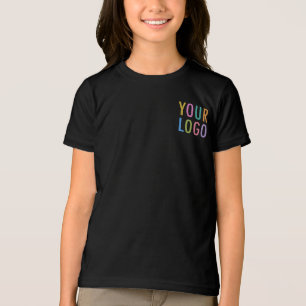 Camiseta preta premium para meninas com logotipo d