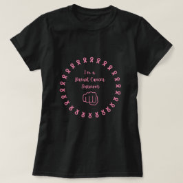 Camiseta Preta Punho Rosa Sobrevivente de Câncer d